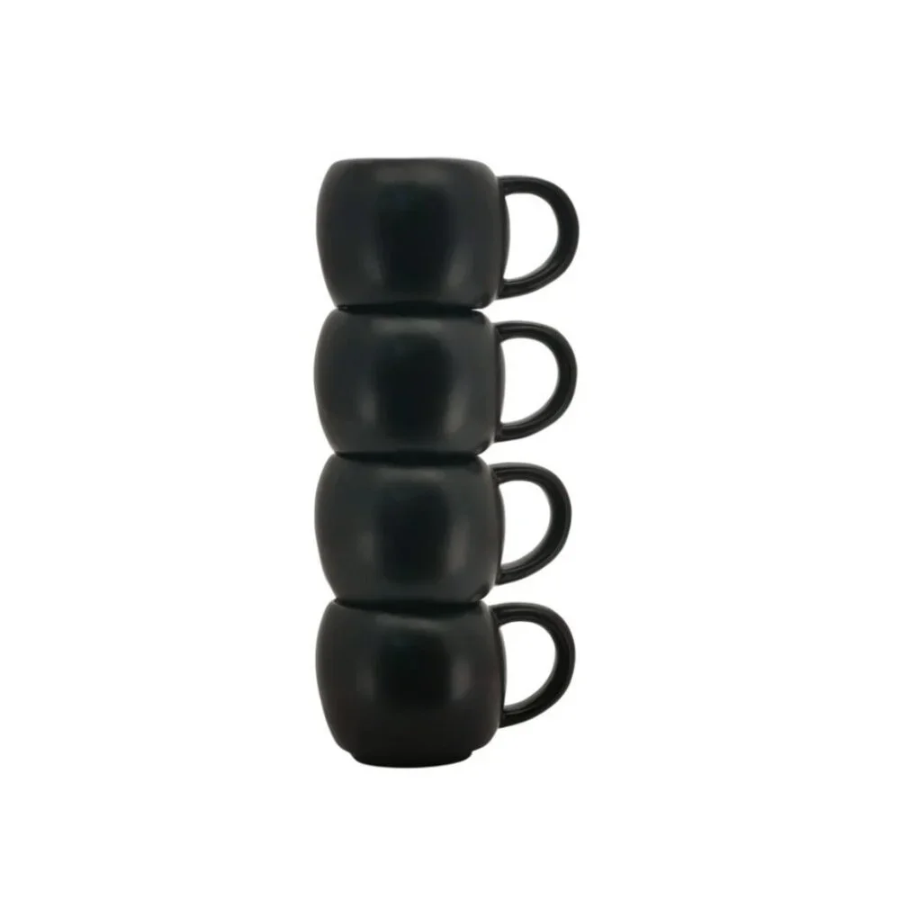 NEW Skull Mug Set of 4 Stackable Mugs Dia De Los Muertos Skulls Halloween Stonew